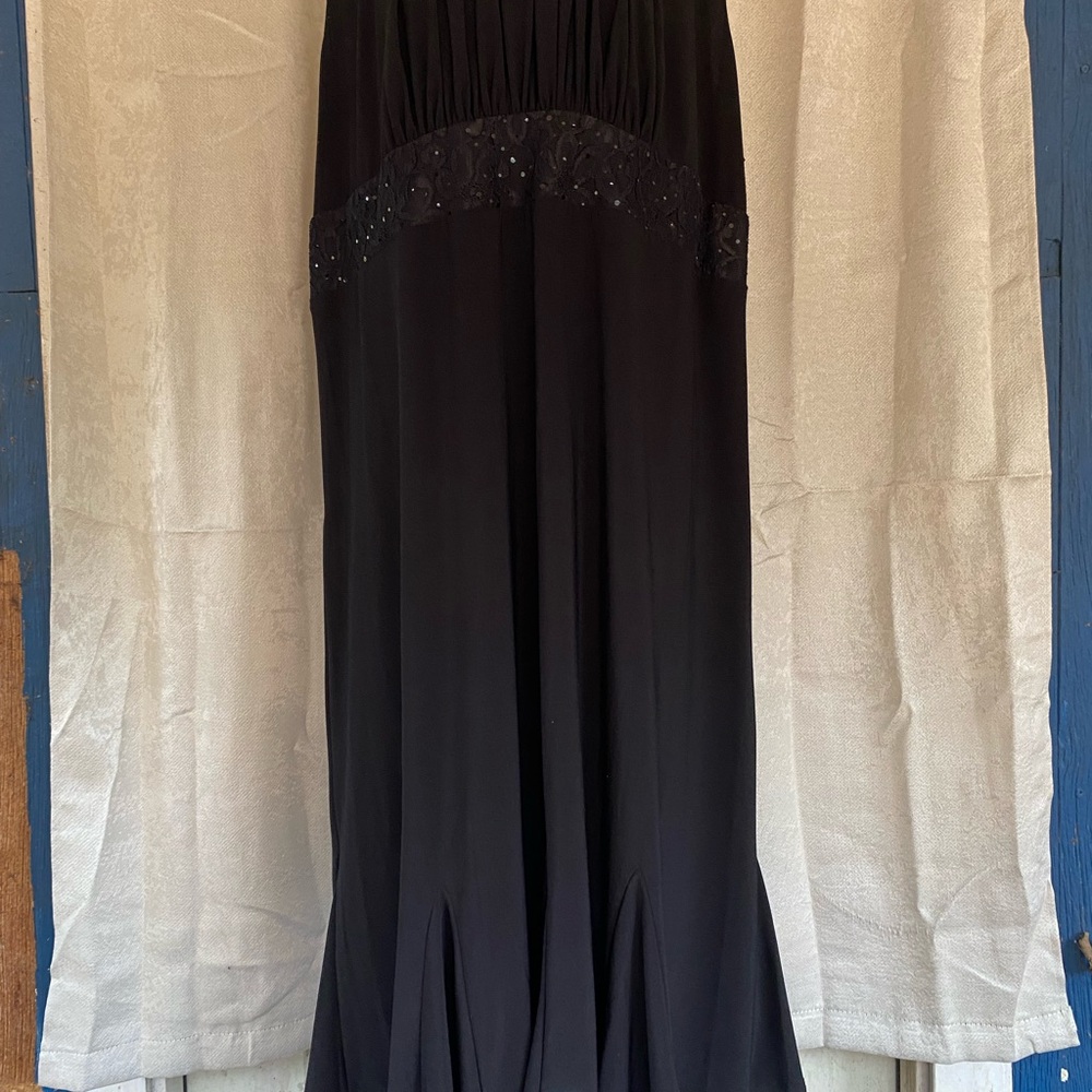 R&M Richards Black Maxi Dress with Embellished Waist